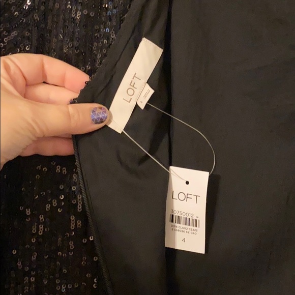 Loft Sequin Black Sleeved Cocktail Dress Sz4 NWT - Picture 7 of 13